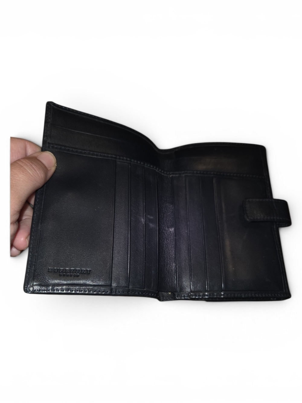 Burberry Black And Gray Plaid Foldover Wallet - Picture 5 of 9